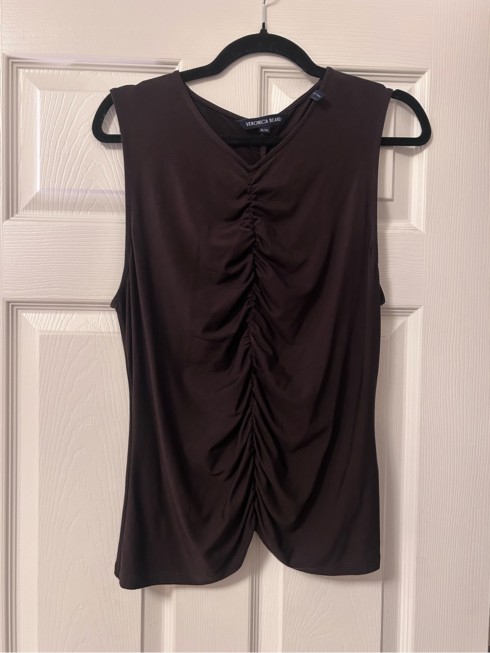 Veronica Beard Brown Ruched Sleeveless Tank Top XL - Picture 4 of 6